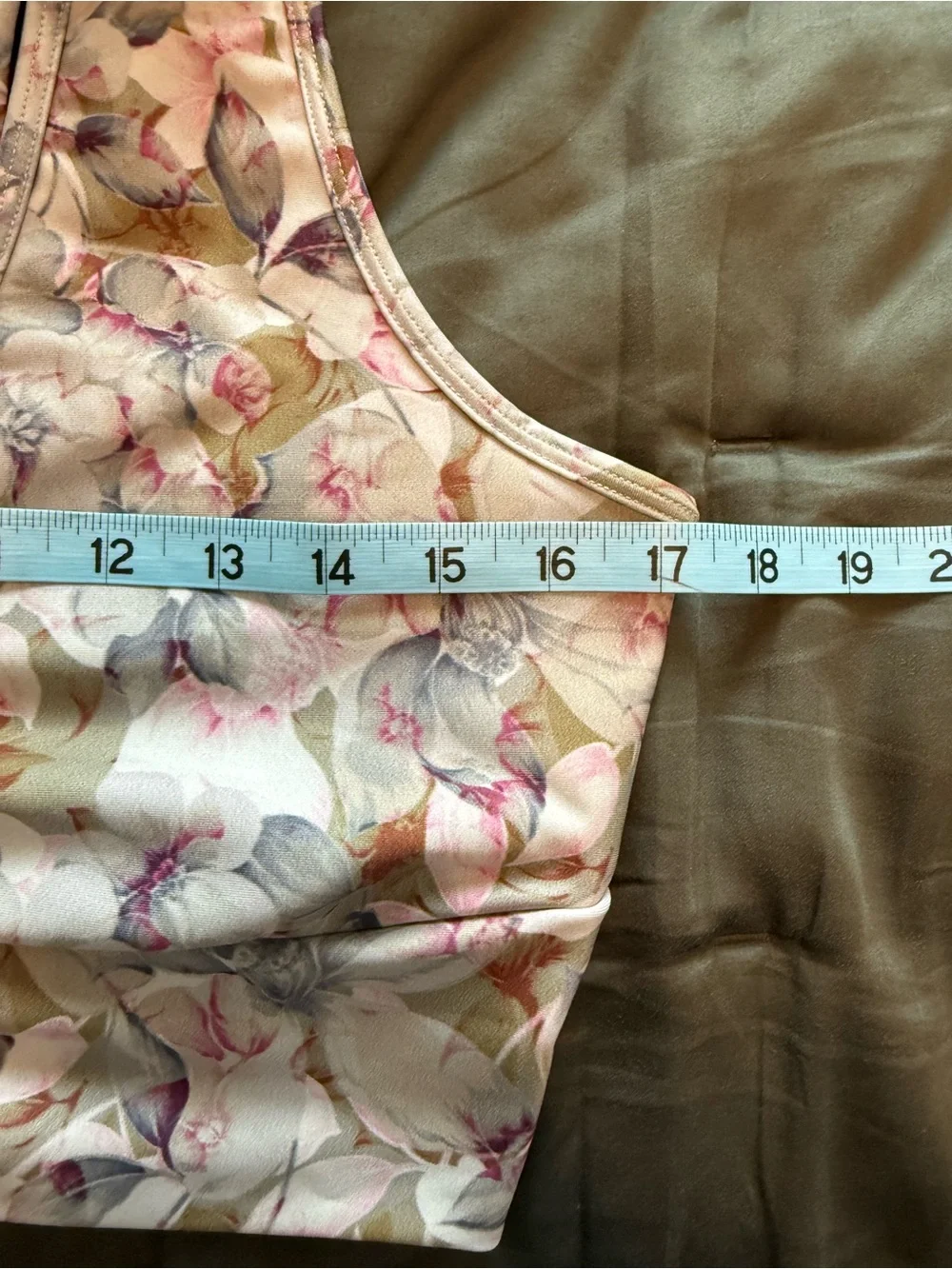 Savvi Julia Racerback Front Rouching Scoop Neck Floral Sports Bra Size XL